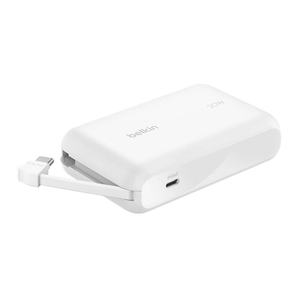 Belkin Power Bank 10000mAh (10K) with Integrated USB-C Cable - White