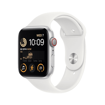 Apple Watch SE 2nd gen Silver Aluminium Case with White Sport Band