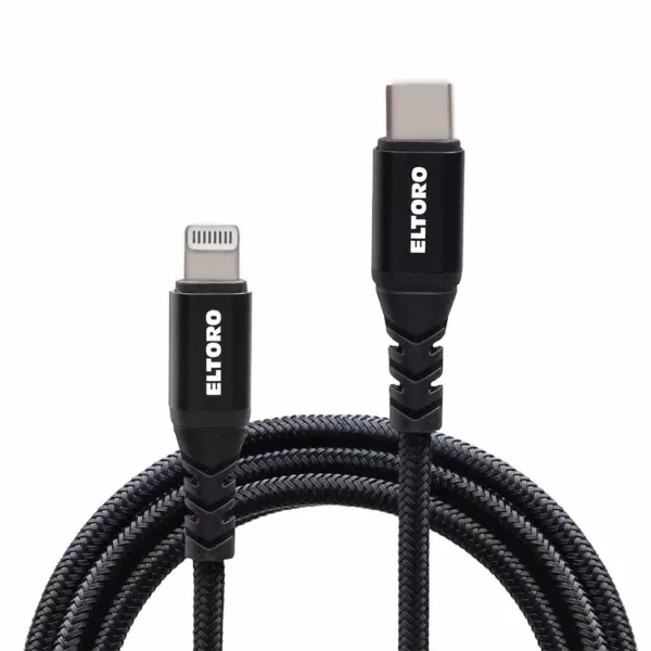 ElToro Nylon Kevlar USB-C - Lightning (1m) Cable - Black