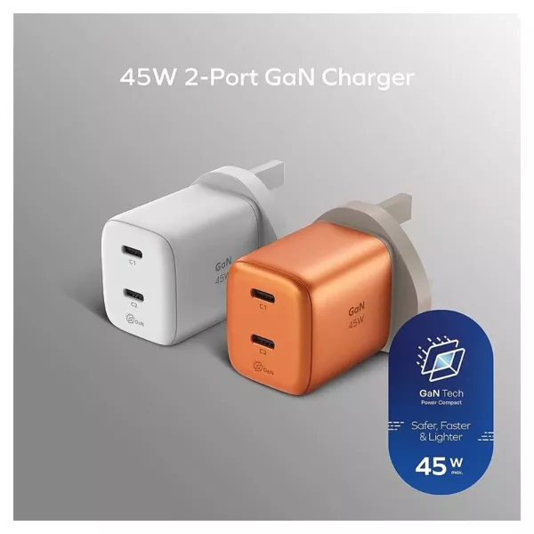 Momax 1-Charge 45W 2-Port GaN Charger (2× USB-C)