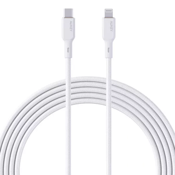 Aukey Nylon Lightning (1.8m) Braided Cable - White