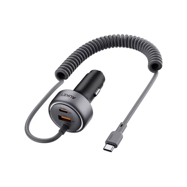 Aukey Pathfinder Sling 72W Car Charger Builtin Cable - Gray