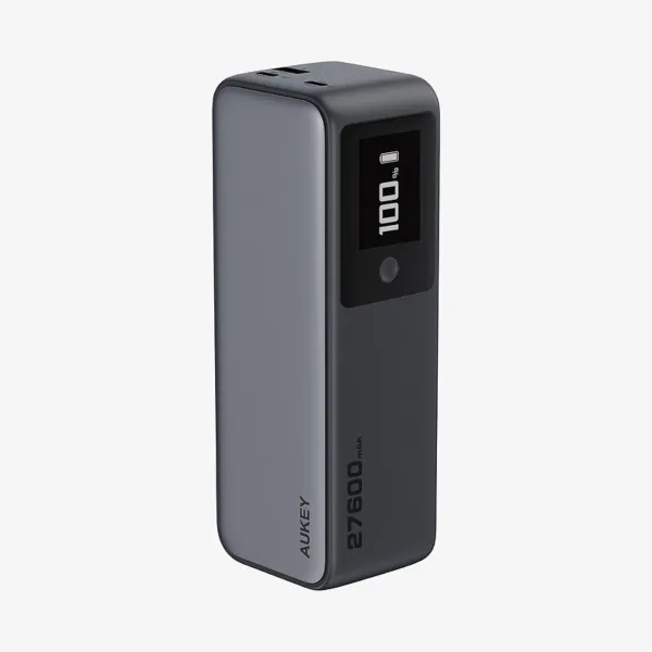 Aukey Spark Mega بطارية متنقلة 1USBA 2USBC 27K - رمادي