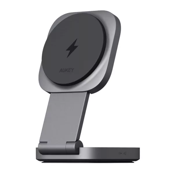 Aukey Magfusion Qi2 2in1 15W Foldable Charger - Gray