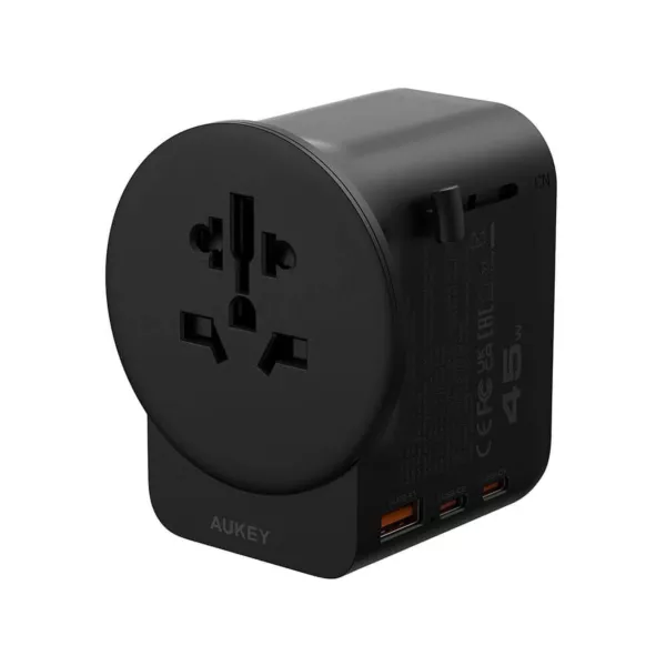 Aukey 45W GaN 1 USB-A 2 USB-C Universal Charger - Black