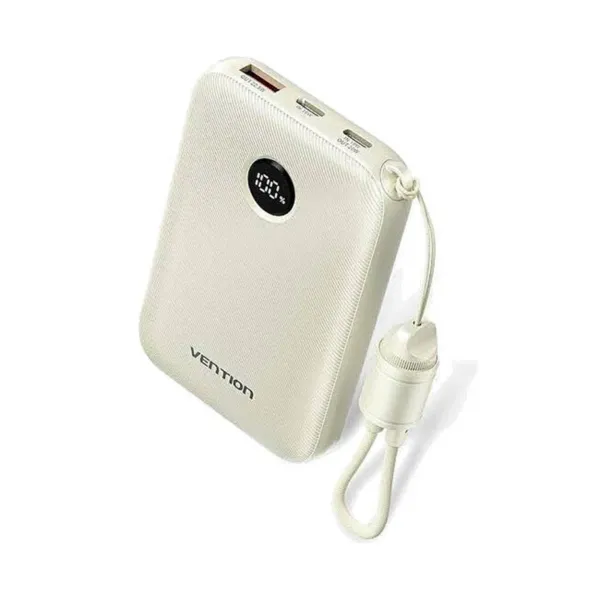 Vention بطارية متنقلة 22.5W بسعة 10K مع كابل USB-C مدمج - بيج