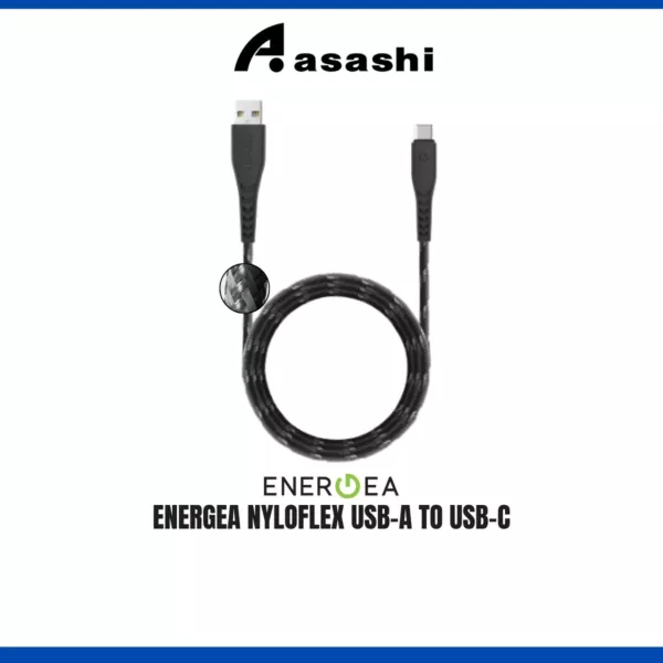 Energea Nyloflex USB-A to USB-C (1.5m) Universal Cable - Black