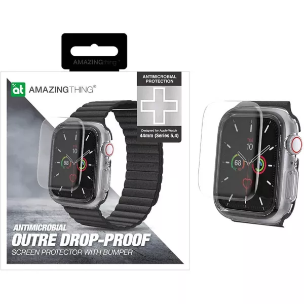 Amazing Thing Outre Bumper Case+Screen Protector for Apple Watch Series 5/4 44mm - شفاف