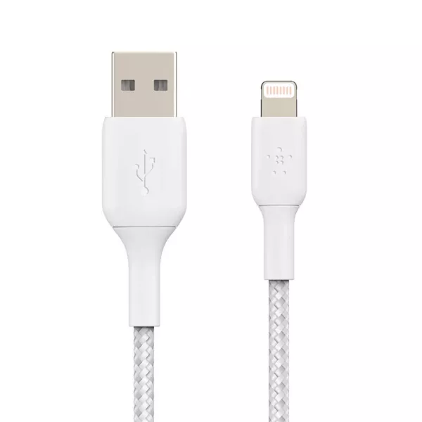 Belkin Braided USB-A to Lightning Cable 1m - أبيض