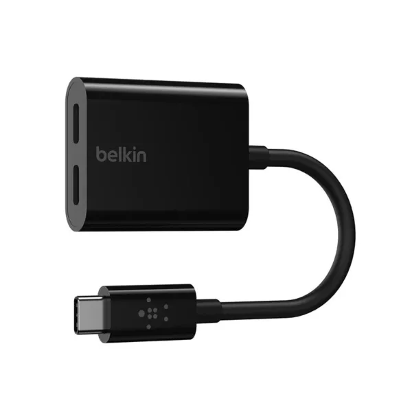 Belkin 2 Ports USB-C Audio + Charge Adapter Black