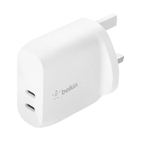 شاحن حائط بمنفذي USB-C PD بقدرة 40 واط - أبيض