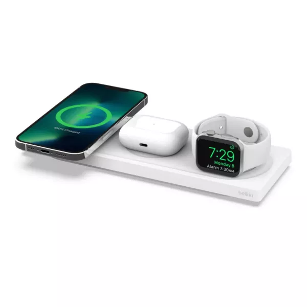 Belkin - 3-In-1 Wireless Charging Pad With MagSafe - White