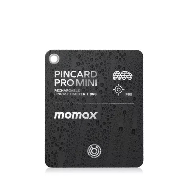 Momax PinCard Pro Mini Rechargeable Tracker - Black