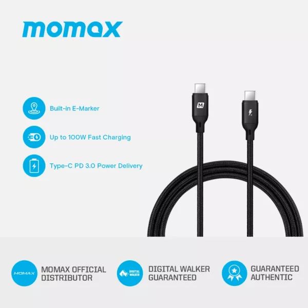 Momax 1-Link 100W USB-C to USB-C Nylon Cable (2m)