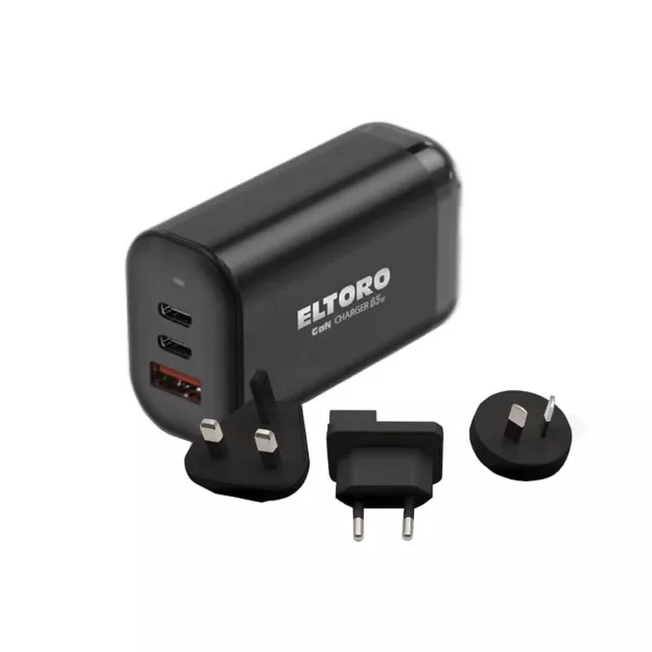 ElToro Home Charger 65W GaN PD w Travel Plug - Black
