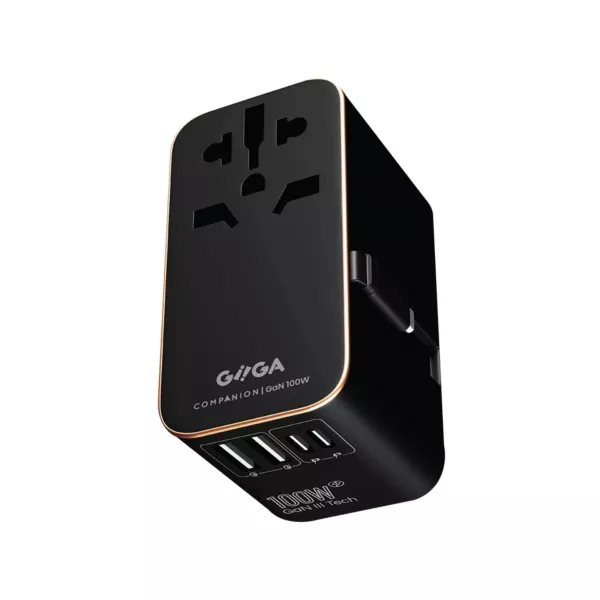 محول السفر GIIGA Companion 100 واط 2USBA 2USBC PD QC - اللون: أسود