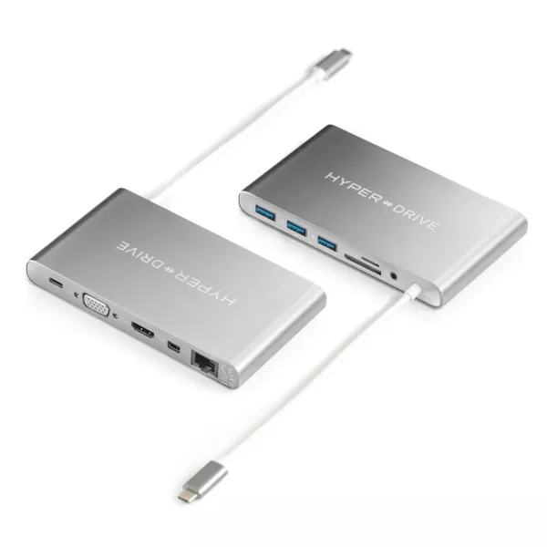 موزع USB-C متعدد 11 في 1 التيميت من هايبر درايف LAN/HDMI/VGA/SD/3USBA/USBC/MDP/AUX - رمادي