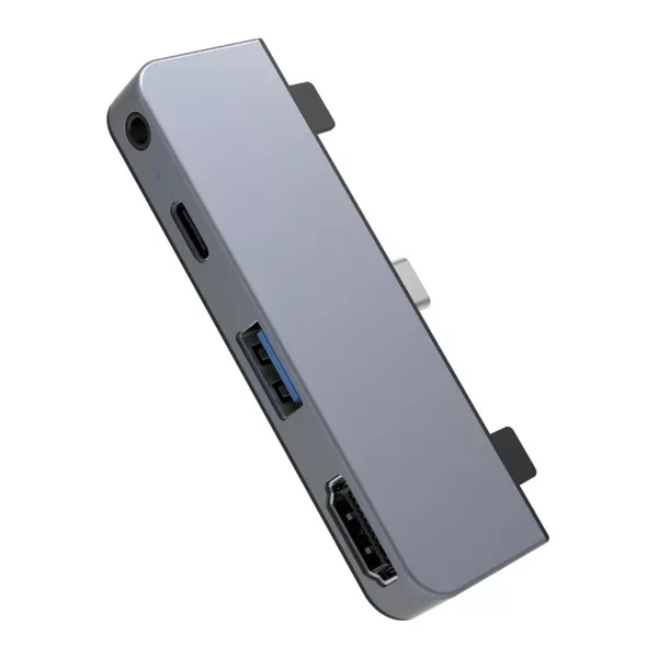 موزع USB-C من هايبر درايف USBC/60W/HDMI/USBA/3.5MM لجهاز iPad Pro مقاس 18 - رمادي