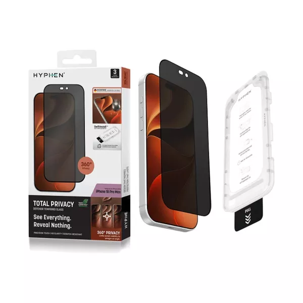 HYPHEN DEFENDR iPhone 18 Pro Privacy Glass w Applicator