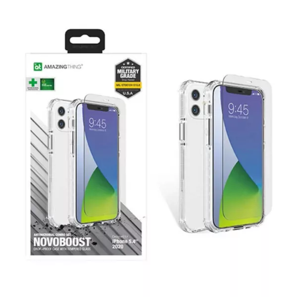 Amazing Things Novoboost Case With Screen Protector for iPhone 12 Mini - شفاف