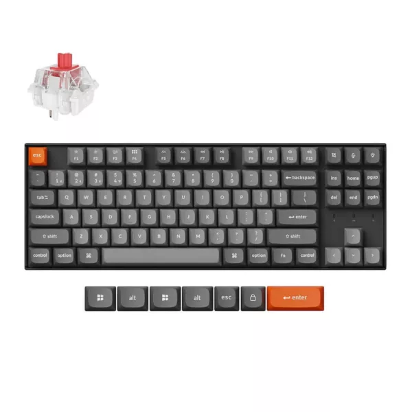 Keychron K8 Max Swappable RGB AL Red Switch Keyboard - Black