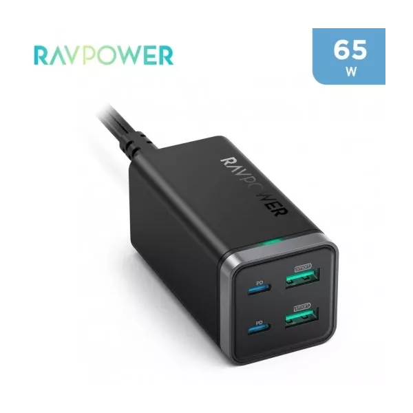 Ravpower Rp-PC136 PD Pioneer 65W 4 Port Charger - Black