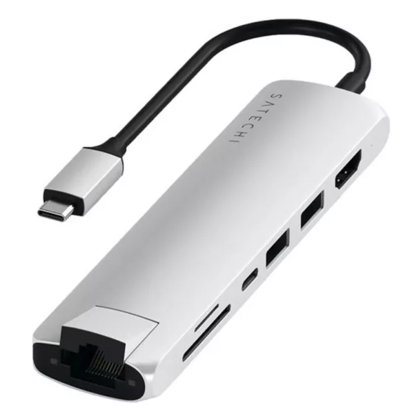 Satechi Slim USB-C - HDMI-USB-C-Lan-2USBA-Sd - Silver