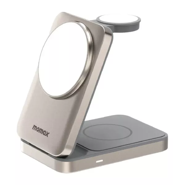 Momax 1 Charge Qi2 3in1 Magnetic Wireless Stand - Titanium