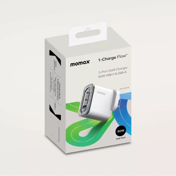 Momax 1-Charge Flow+ PD 80W GaN Wall Charger - White