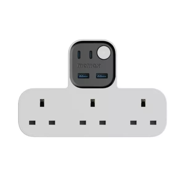Momax 1 Charge Work Flow T Shape 3 Socket Extension - White