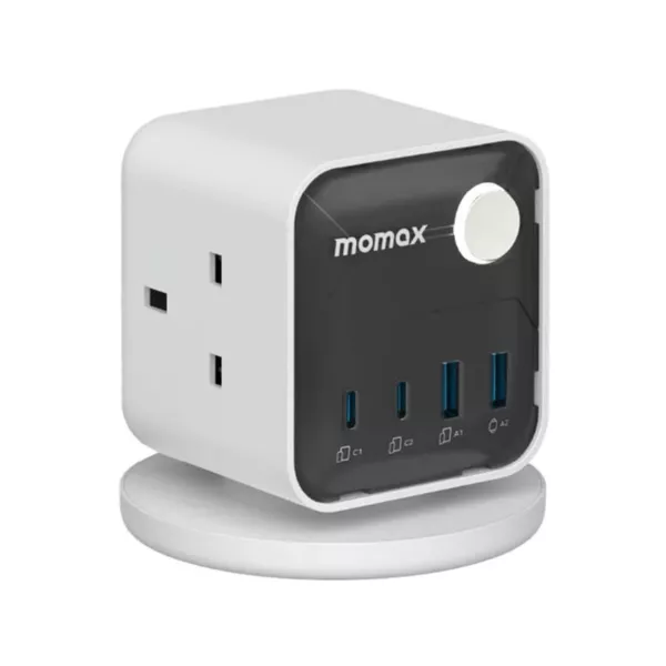 Momax 1 Charge Flow 3 Outlet Power Cube with USB - White