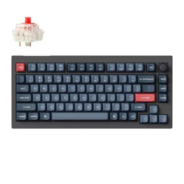 Keychron V1Max Swappable RGB Red Switch Knob Keyboard - Black