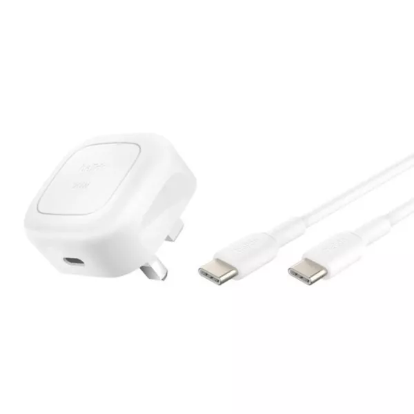 Belkin 20W USB-C + USB-C (1m) Cable UK Wall Charger - White