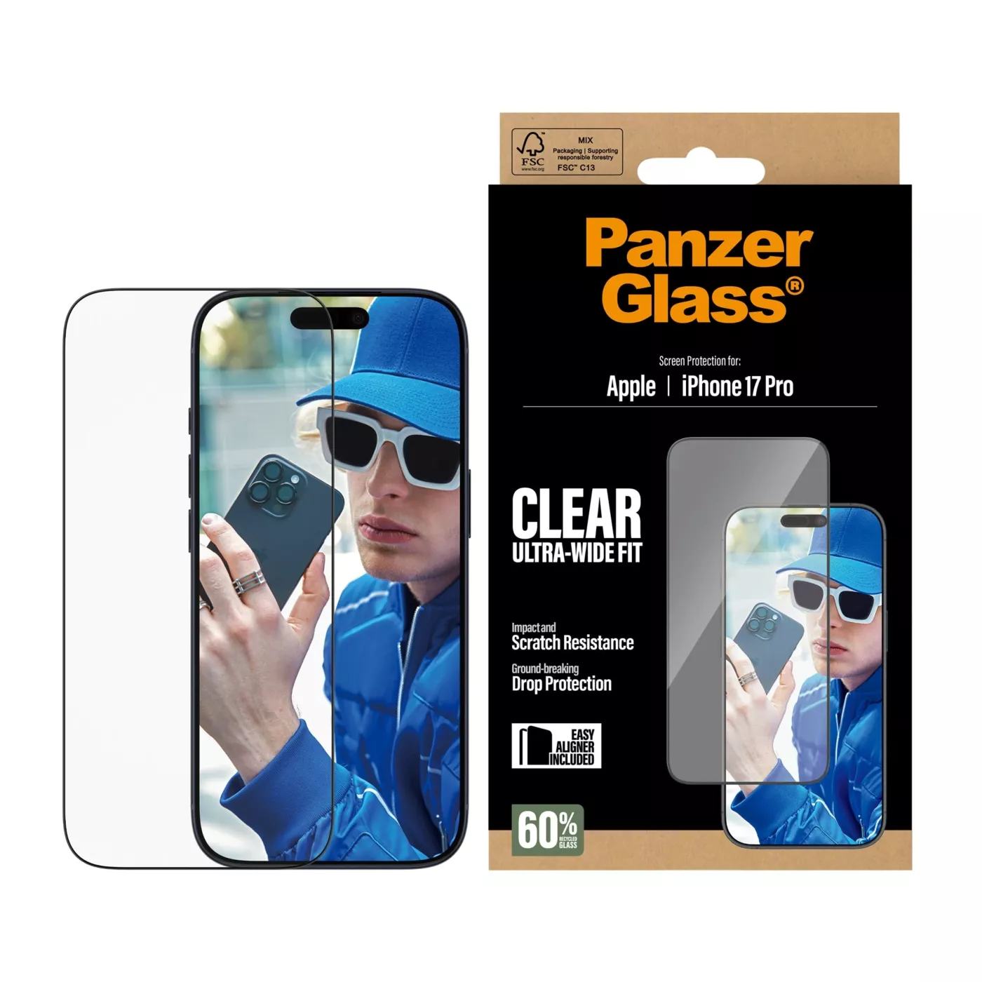 PanzerGlass Classic Fit iPhone 17 Pro Screen Protector - Clear