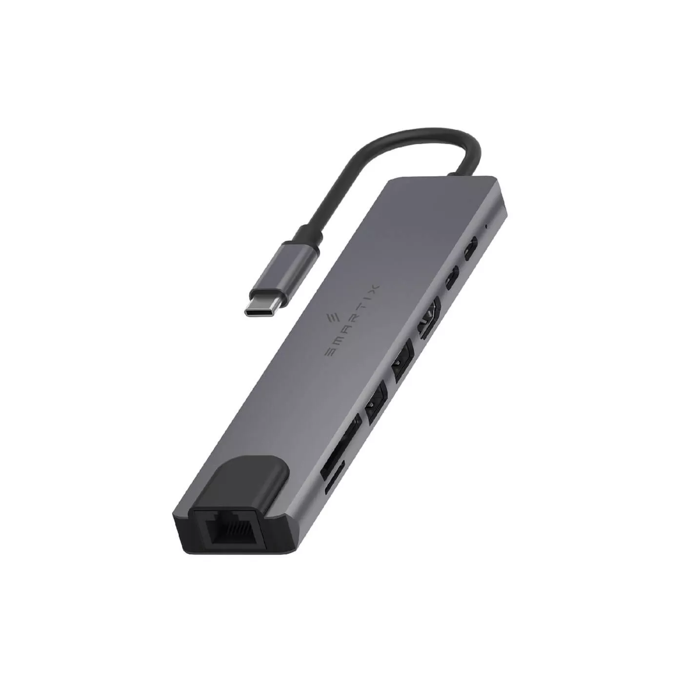Smartix Premium 8-in-1 HDMI/LAN USB-C Hub - Silver
