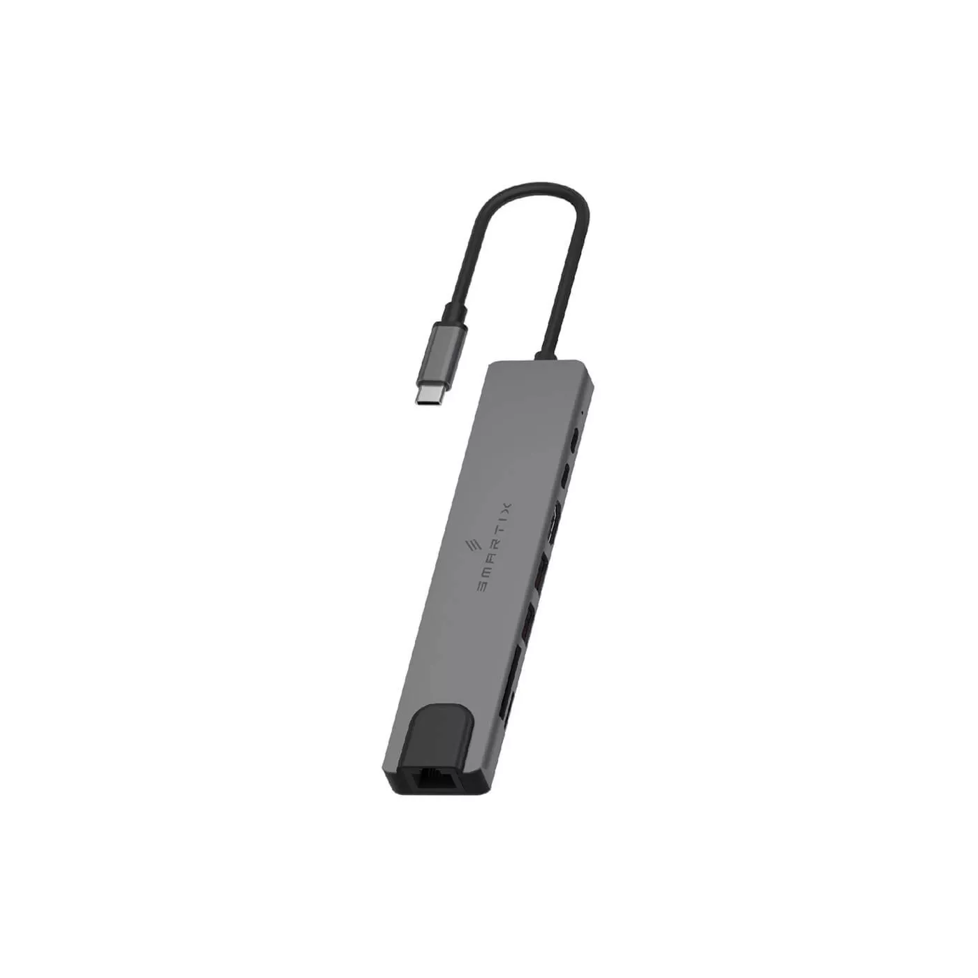 Smartix Premium 8-in-1 HDMI/LAN USB-C Hub - Silver