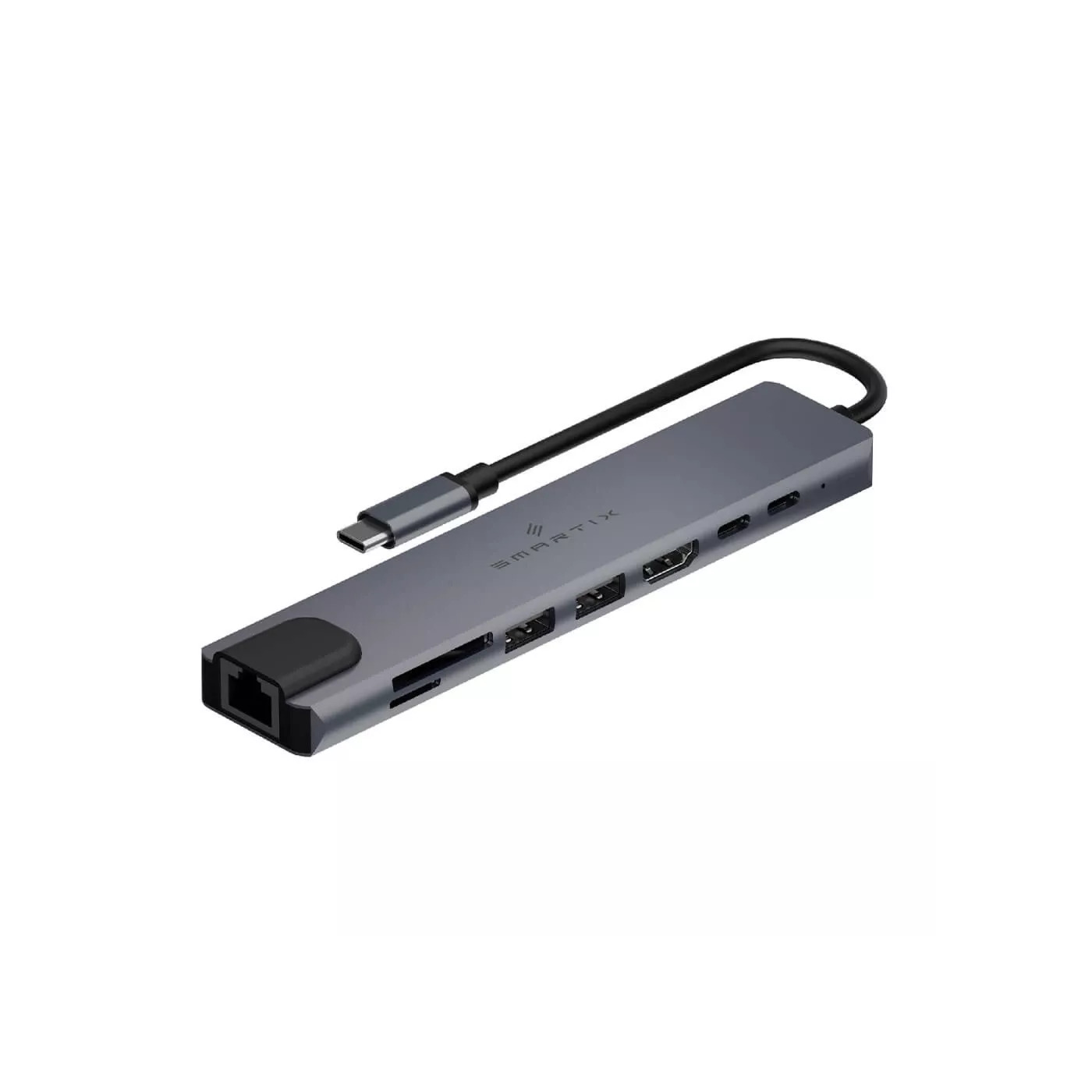 Smartix Premium 8-in-1 HDMI/LAN USB-C Hub - Silver