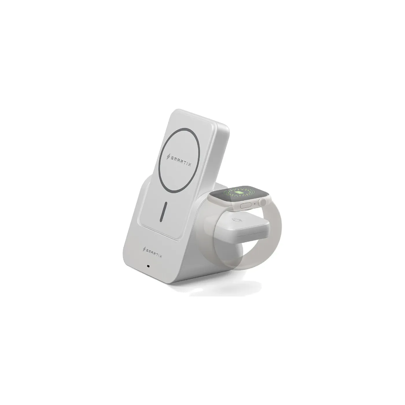 Smartix Airdock حامل وقاعدة شحن 3 في 1 مع بطارية متنقلة 10K - أبيض