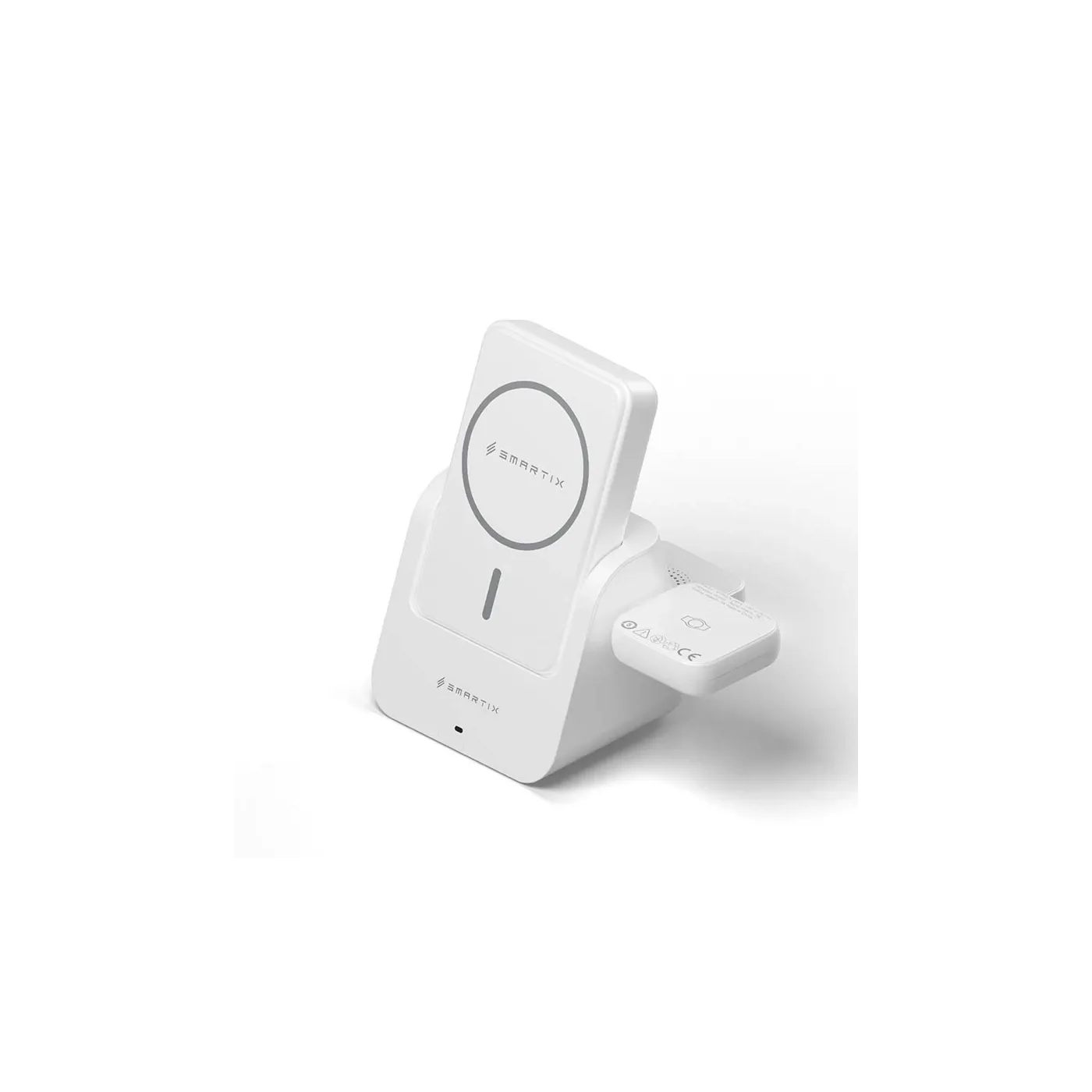 Smartix Airdock حامل وقاعدة شحن 3 في 1 مع بطارية متنقلة 10K - أبيض