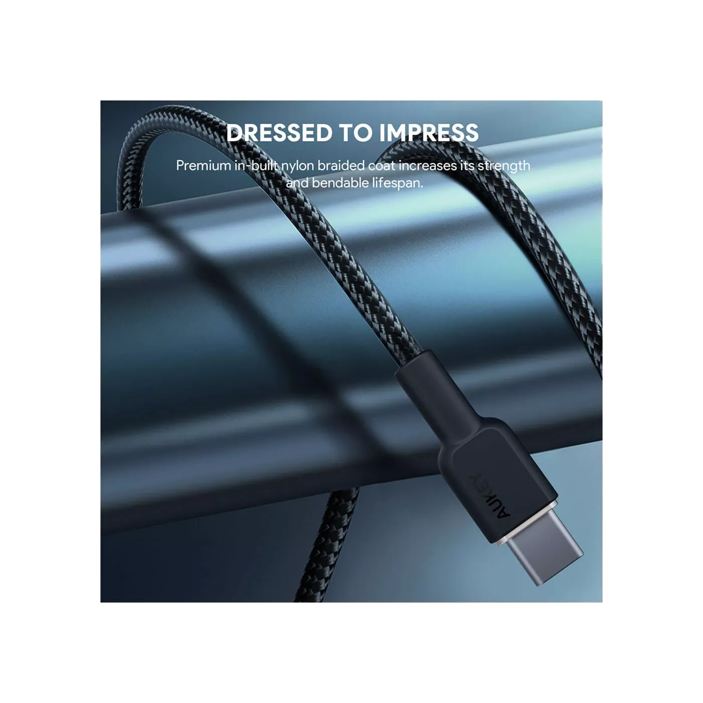 Aukey Nylon USB-C to USB-C (1.8m) Braided Cable - Black