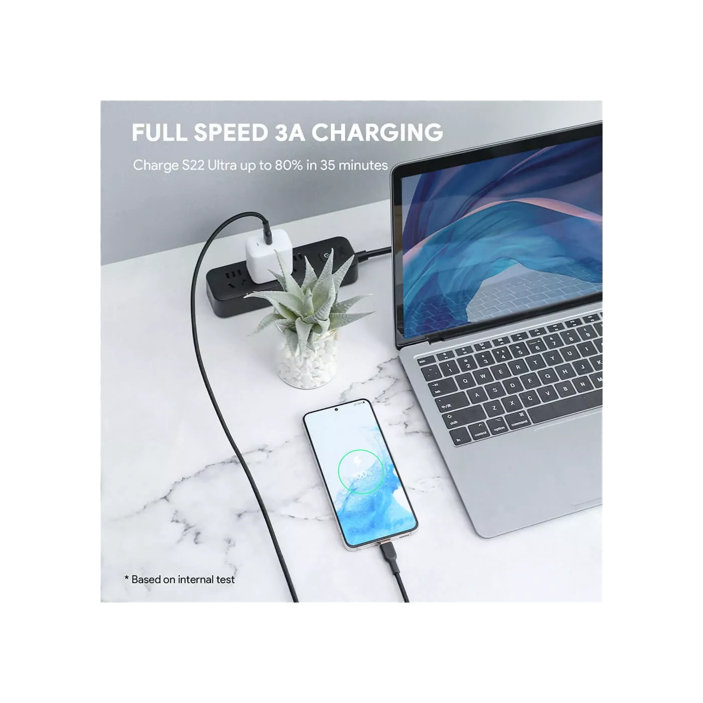 Aukey Nylon USB-C to USB-C (1.8m) Braided Cable - Black