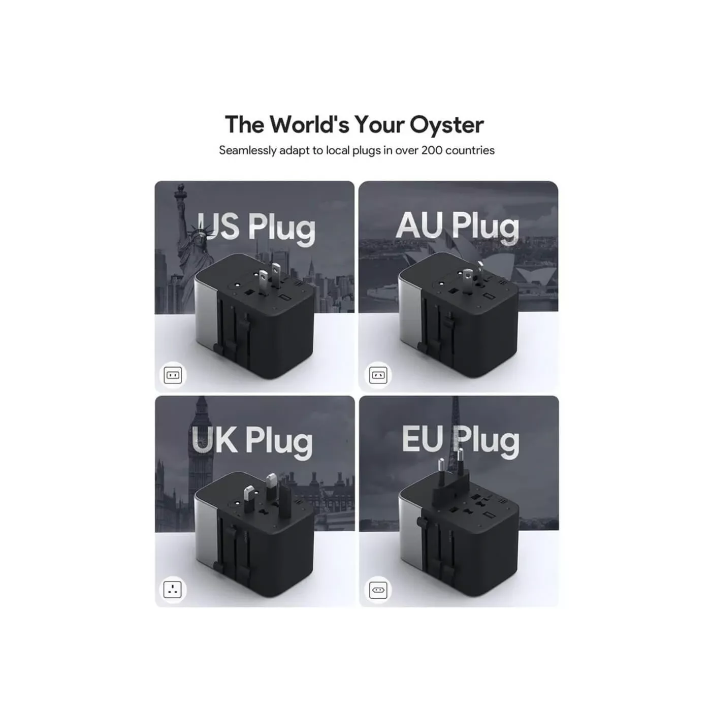 Aukey 65W PD 4C1A Universal Adapter - Gray