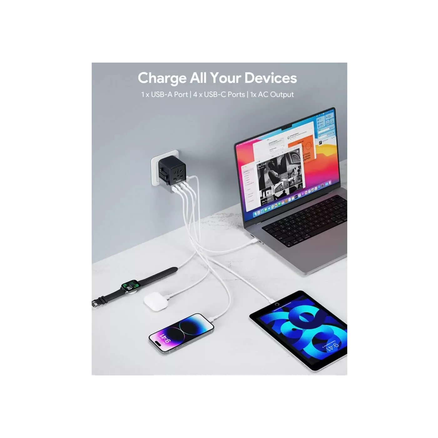 Aukey 65W PD 4C1A Universal Adapter - Gray