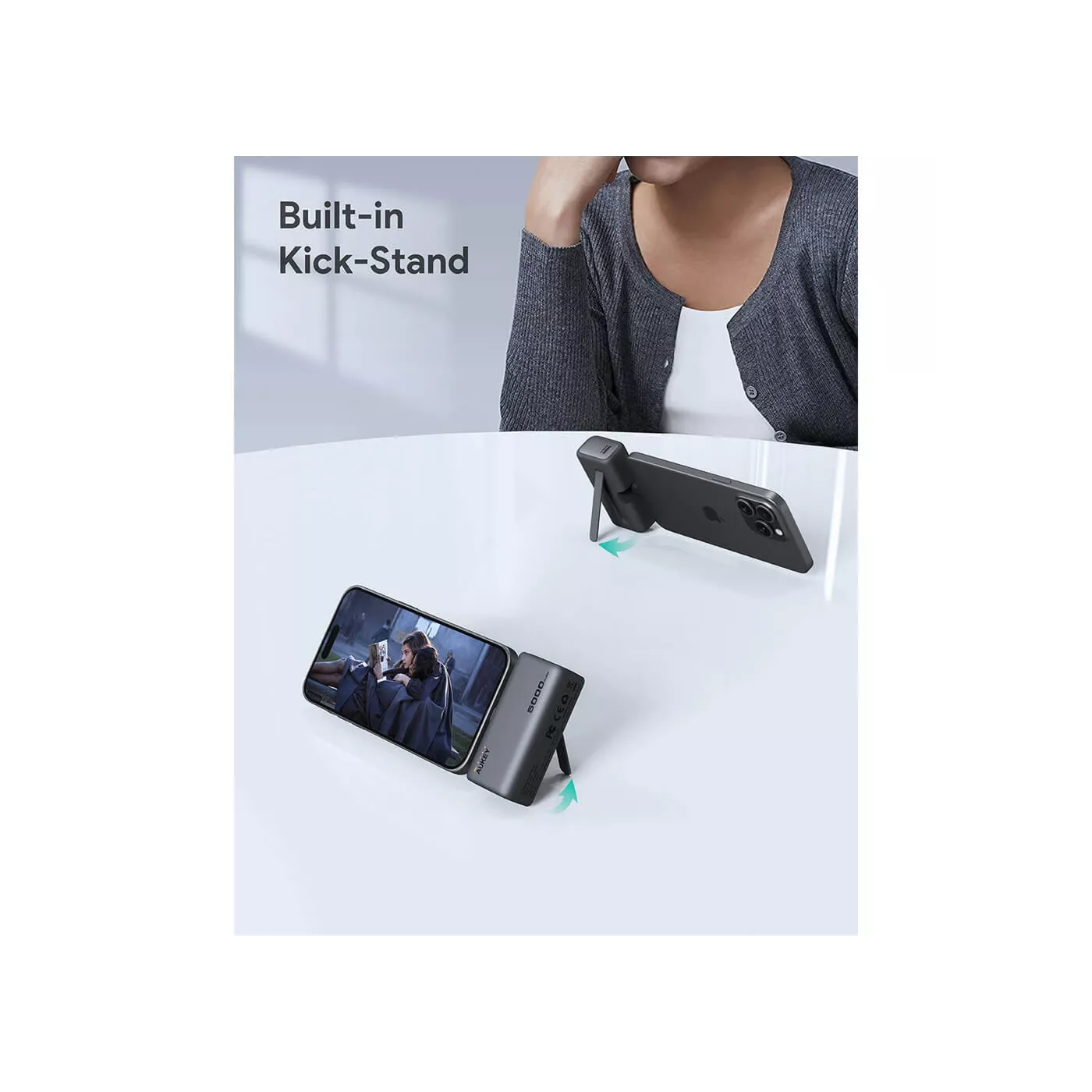 Aukey Spark 5K MagSafe Power Bank - Gray