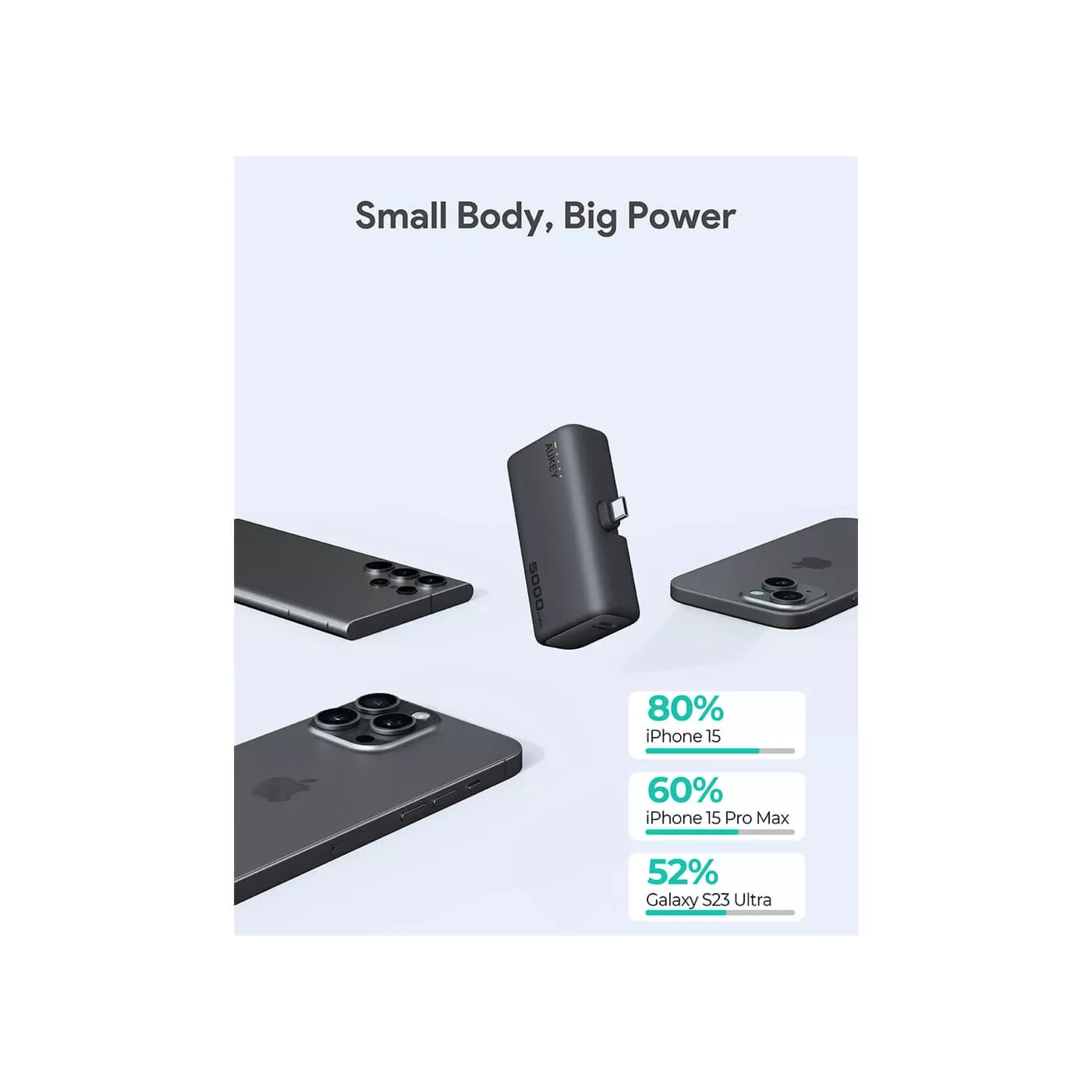 Aukey Spark 5K MagSafe Power Bank - Gray