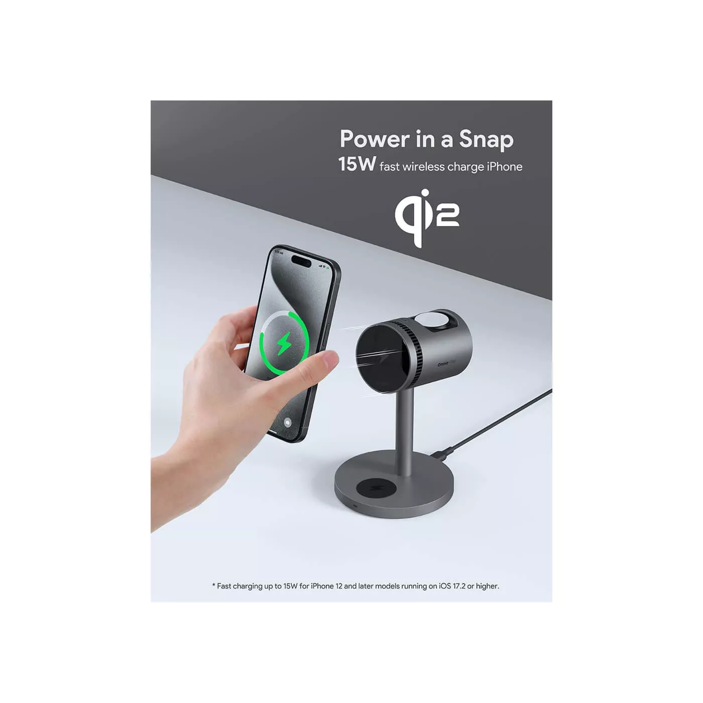 Aukey 3in1 Magnetic Charger with Cooling Fan - Gray