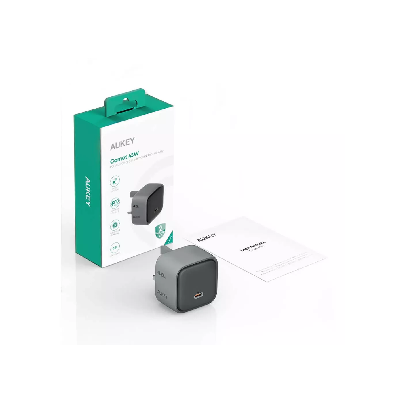 Aukey PD 45W GaN Wall Charger - Gray