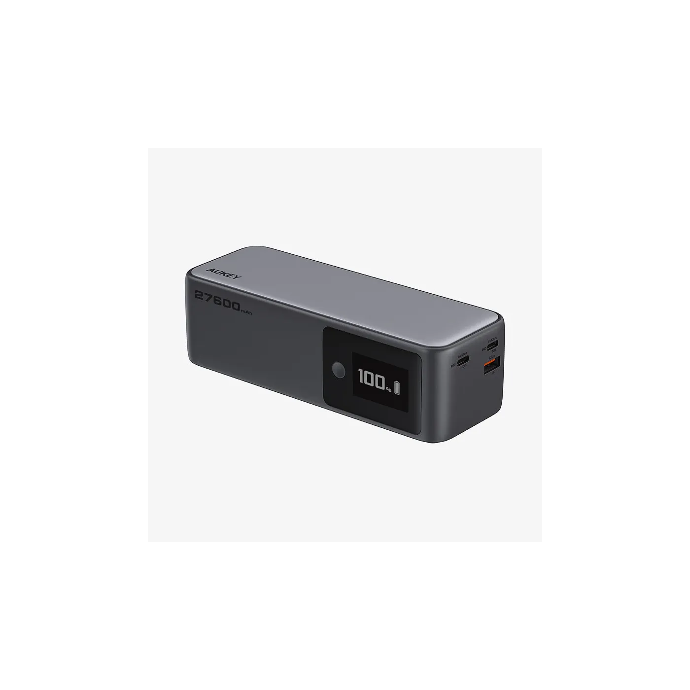 Aukey Spark Mega بطارية متنقلة 1USBA 2USBC 27K - رمادي