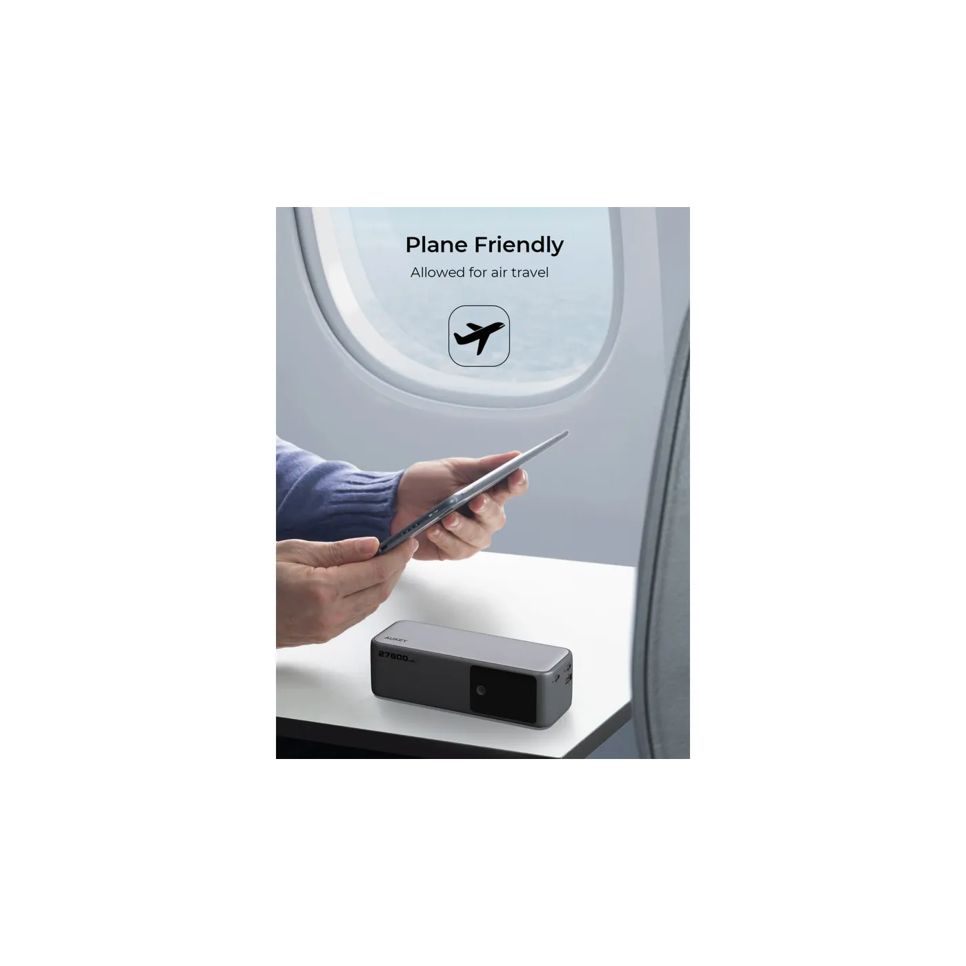 Aukey Spark Mega بطارية متنقلة 1USBA 2USBC 27K - رمادي