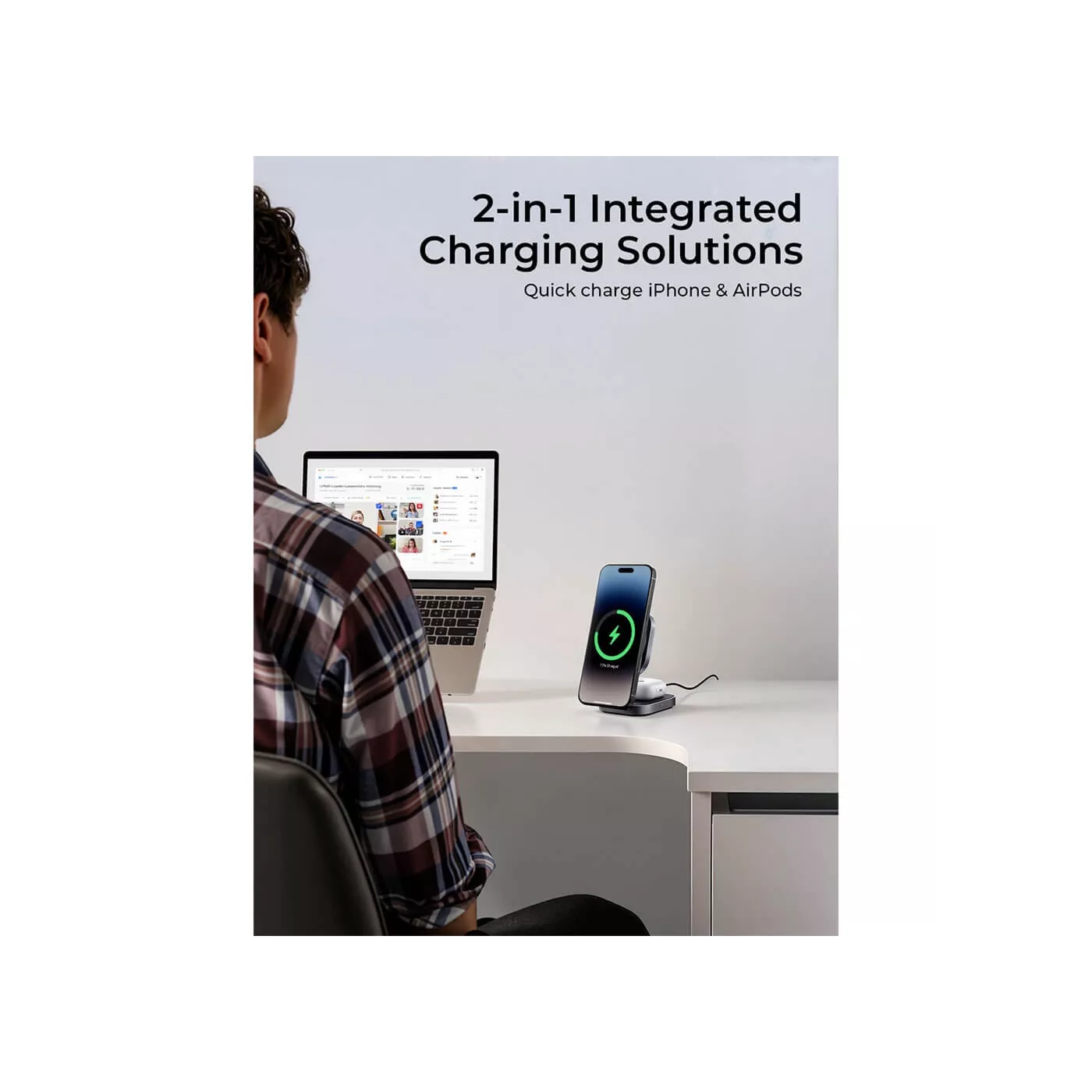 Aukey Magfusion Qi2 2in1 15W Foldable Charger - Gray